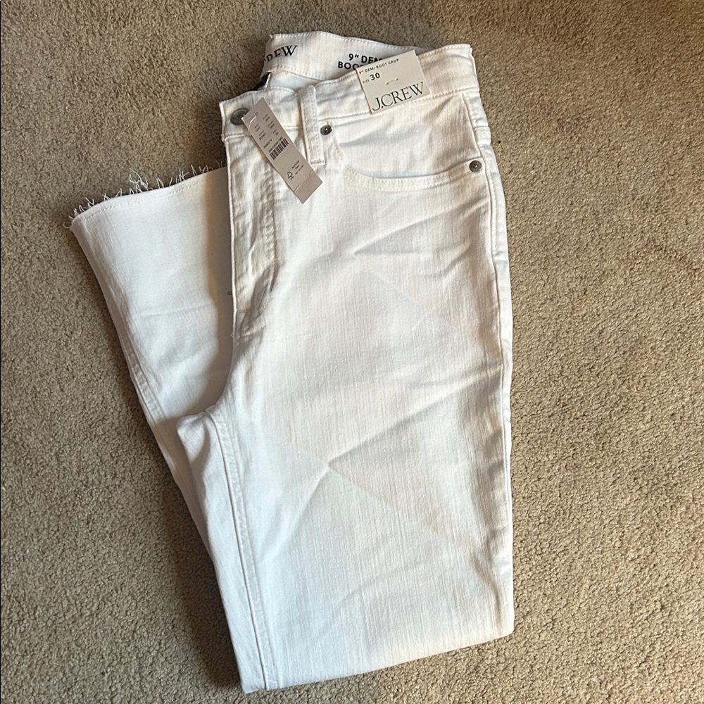 J.Crew White Ankle Crop Jeans - Raw Hem